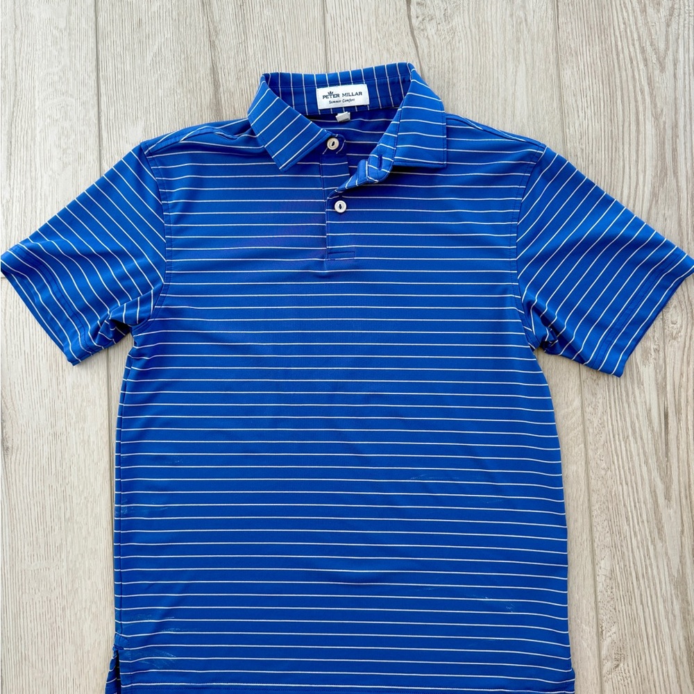 Peter Millar Royal Blue White Stripe Polo